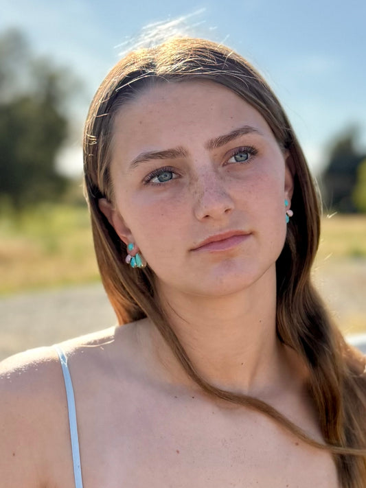 Turquoise & Pink Conch Earring Jackets – Convertible Sterling Silver