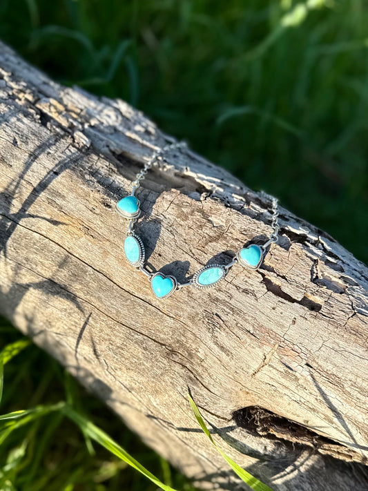 Kingman Turquoise Heart Adjustable Choker Necklace