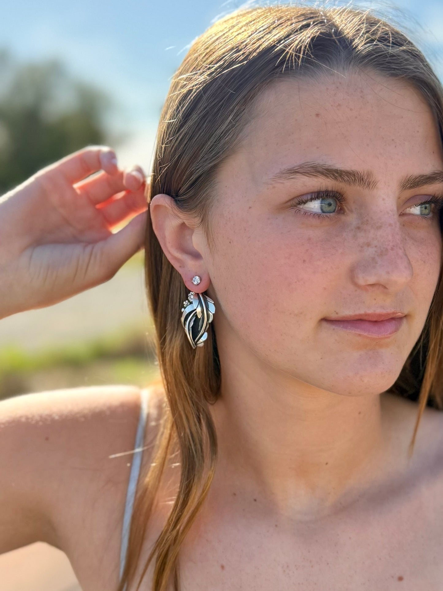 Pink Conch Boho Earring Jackets – Convertible Sterling Silver Statement Earrings