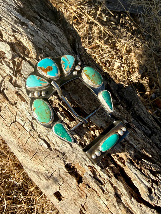 Ombré Royston Turquoise Belt Buckle & Keeper | Montana Collection