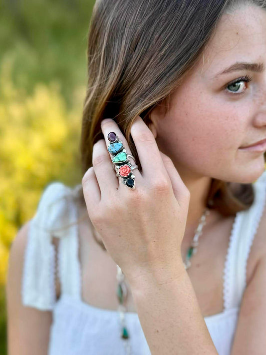 Multi Stone Crawler Ring