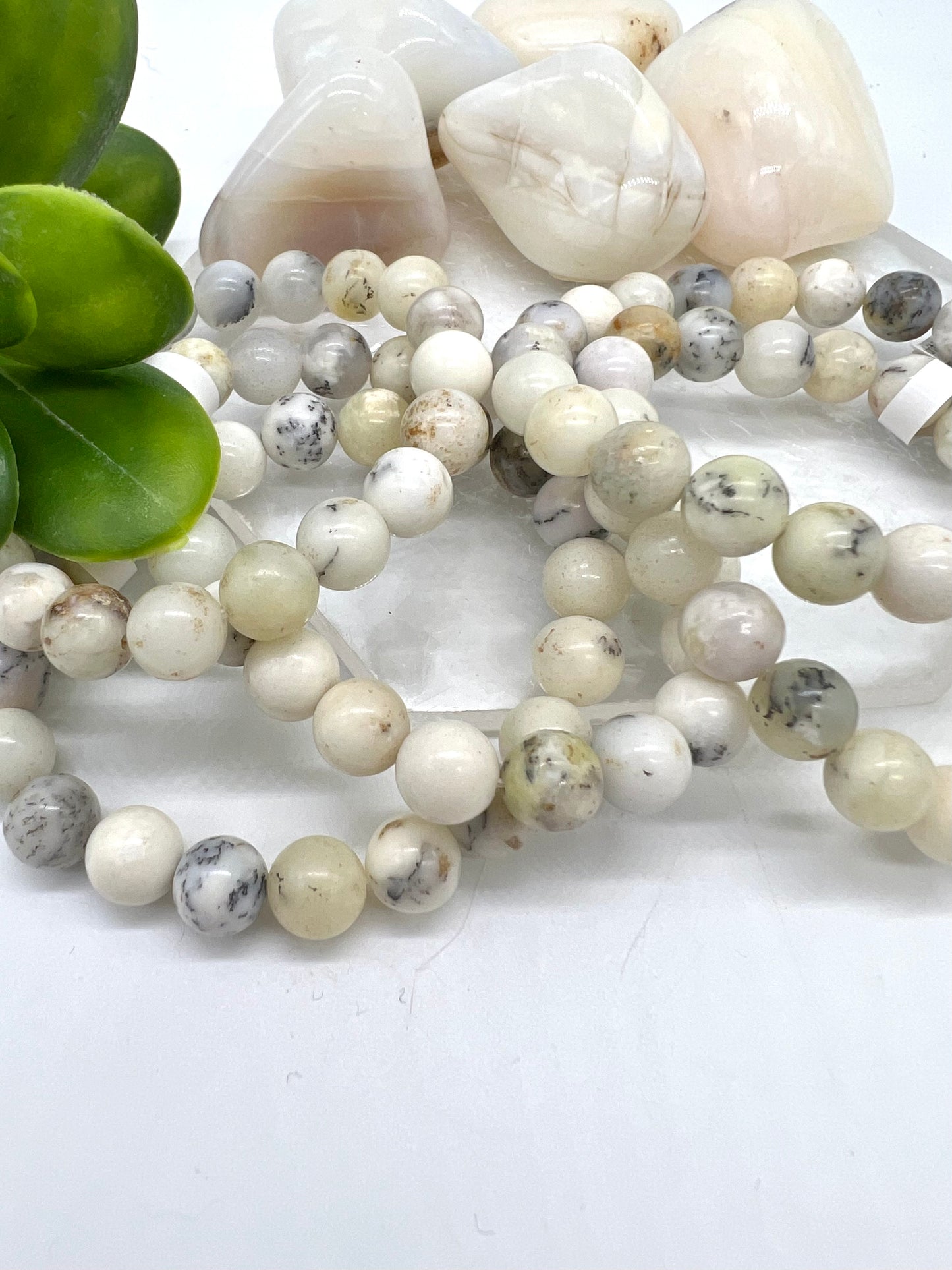 Dendrite/White Opal Bracelet - Growth, stress reduction, Patience, Abundance, Empathy