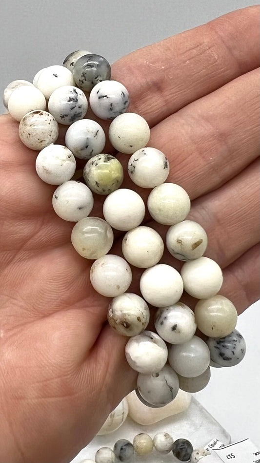 Dendrite/White Opal Bracelet - Growth, stress reduction, Patience, Abundance, Empathy