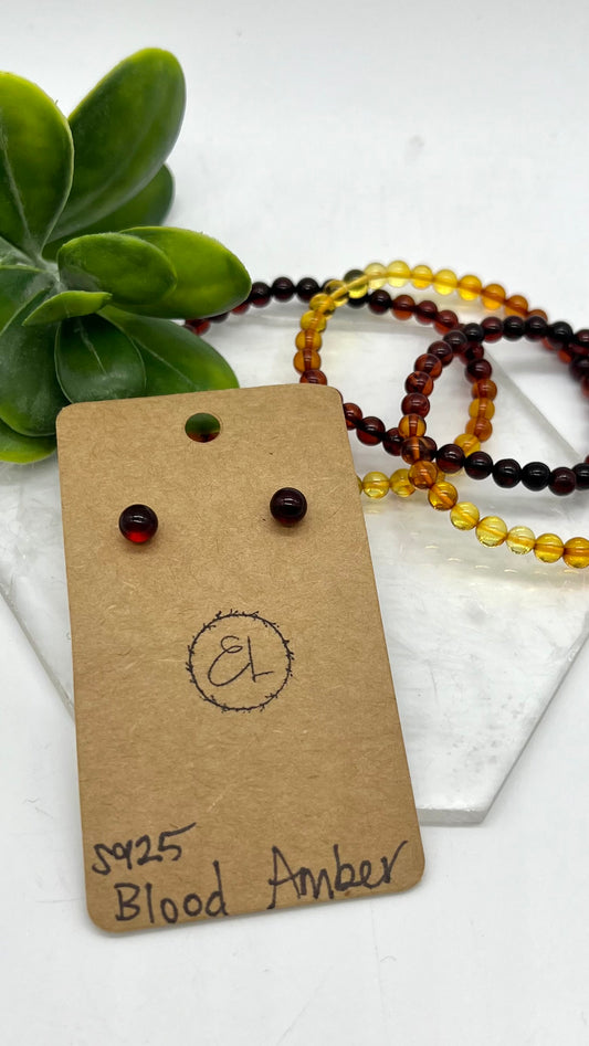 Amber Earrings - Abundance, Creativity, Courage, Self Confidence, UV reactive