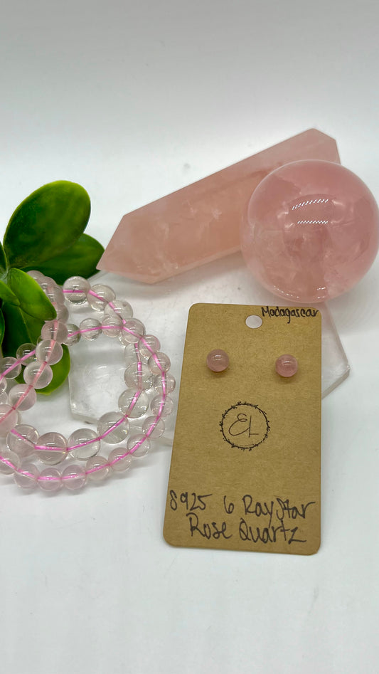 Madagascar Rose Quartz Earrings - Unconditional Love, Soothing, Forgiveness, Lifts Depression, Self Love