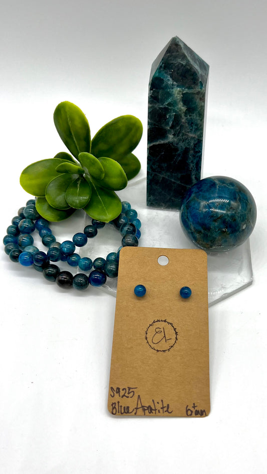 Blue Apatite Earrings - Focus, Suppress Hunger, Clarity