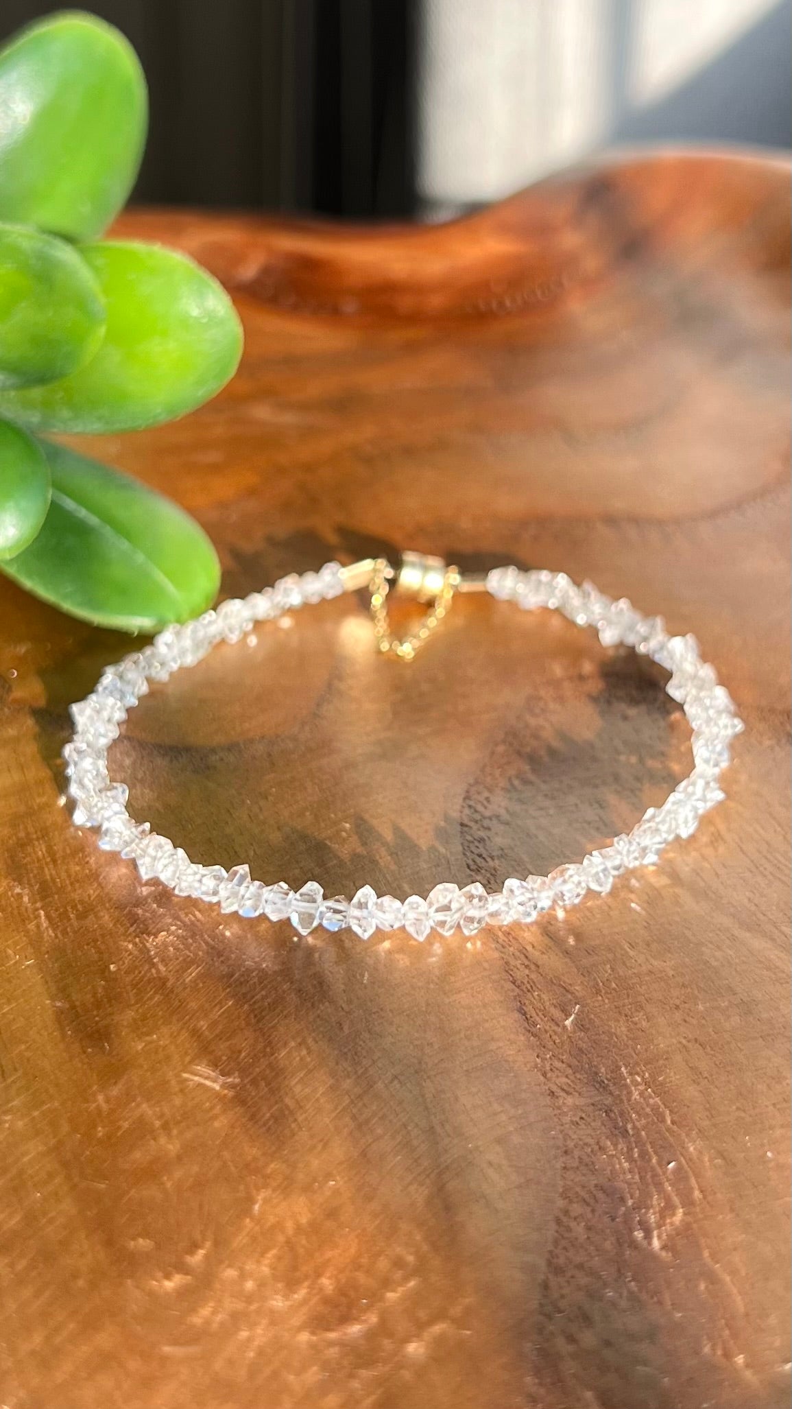 Genuine Herkimer Diamond DT Bracelet in 14k Gold Bracelet