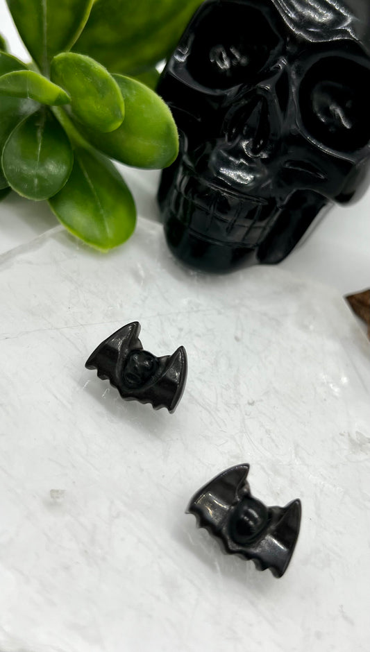 Mini Obsidian Bat Carving