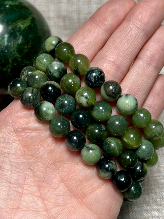 Dark Serpentine/Xiu Yan Jade Bracelet - Ease Depression, Grounding, Protection, New Beginnings