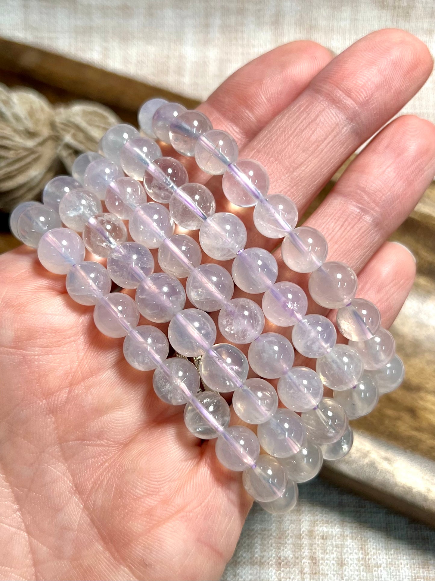 Lavender Moon Quartz Bracelet - Very RARE, Love, Healing, Joy, Self worth