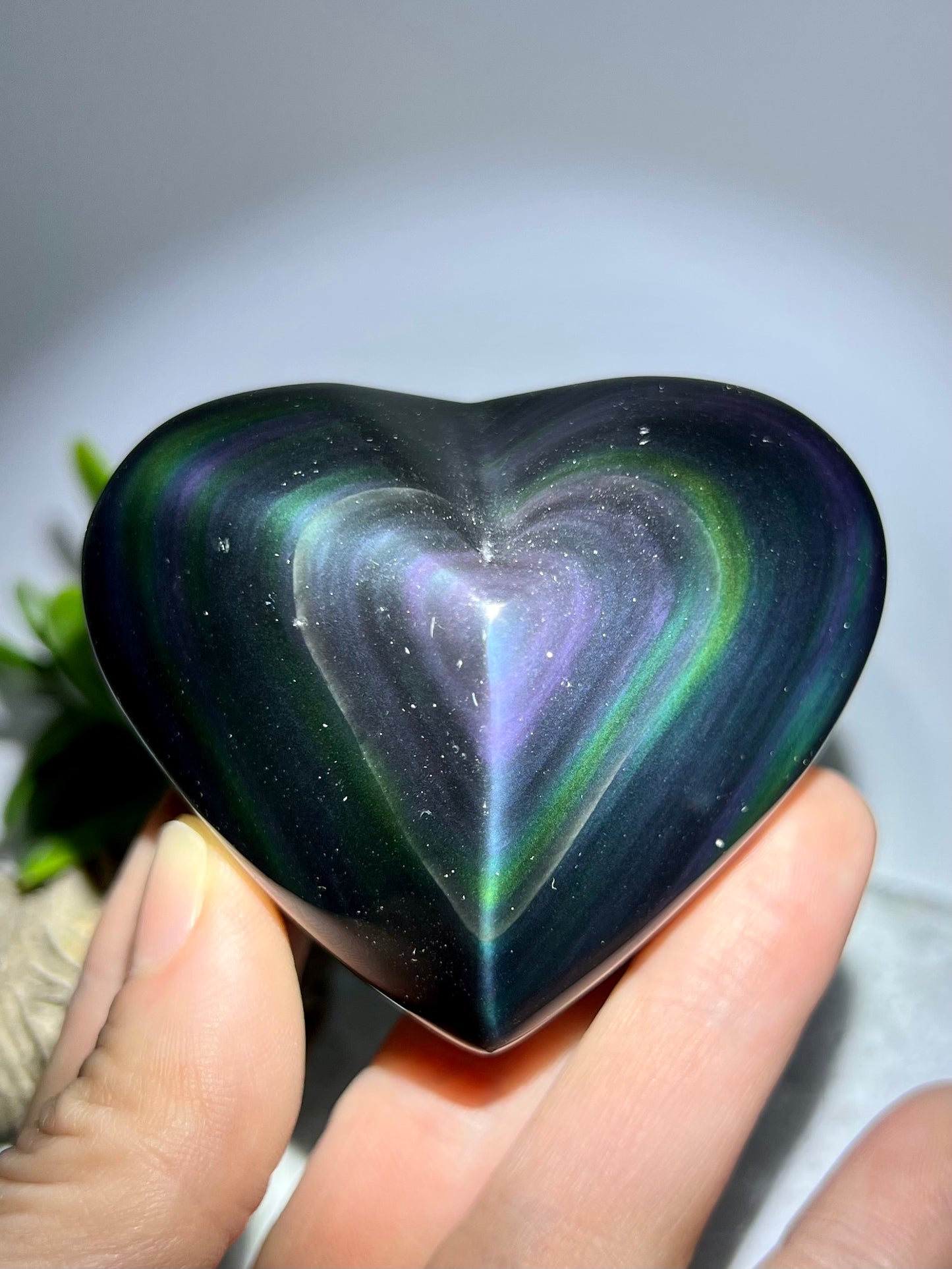 Rainbow Obsidian Pointed Heart