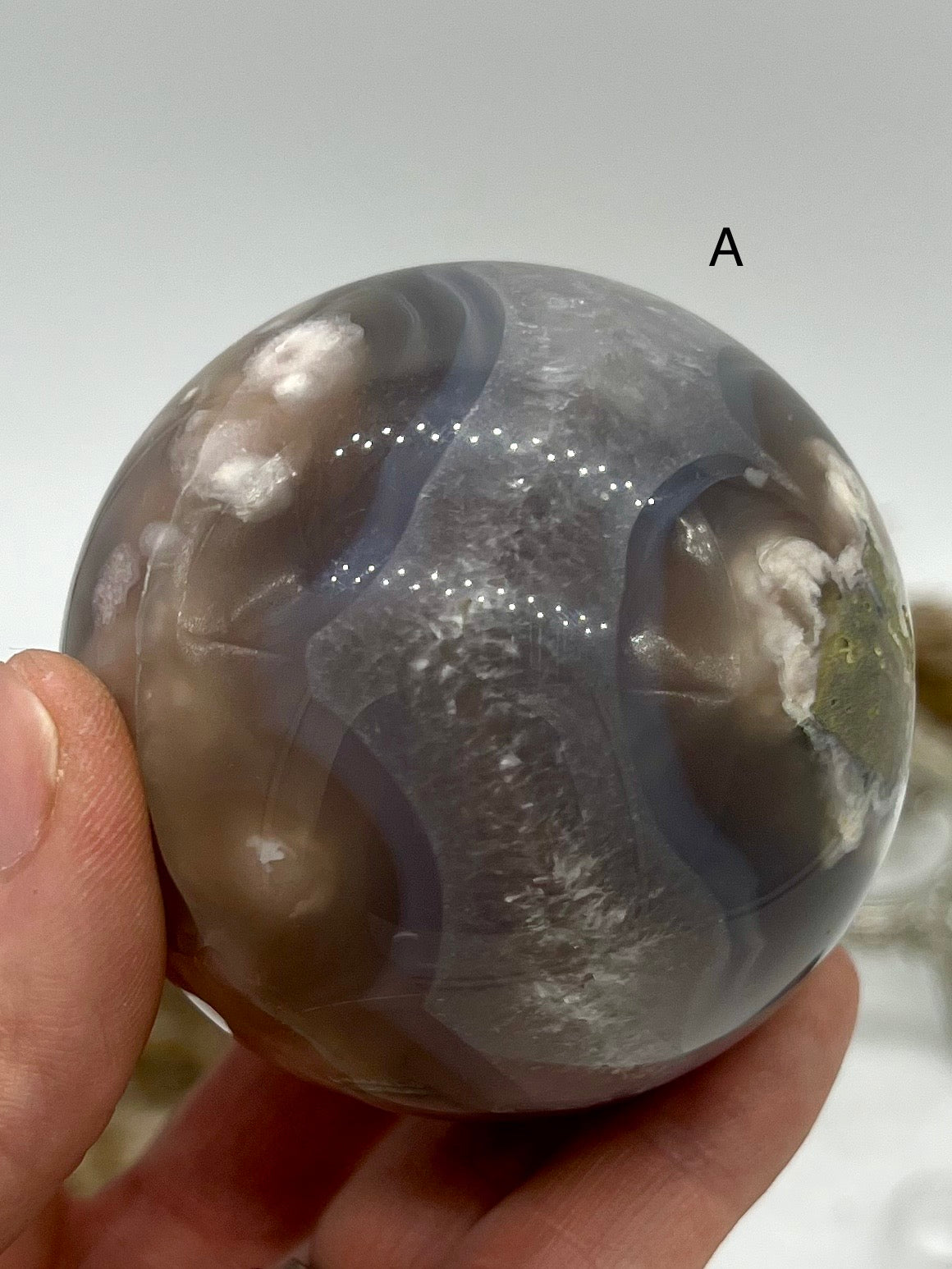 Black Flower Agate Sphere