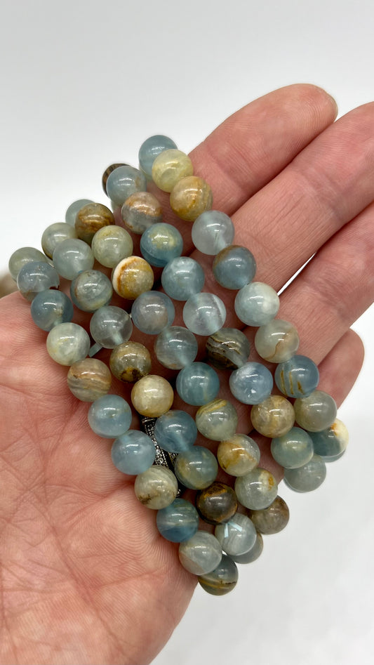 Blue Onyx Bracelet - Calming, Empathy, Communication, Anxiety, Wisdom