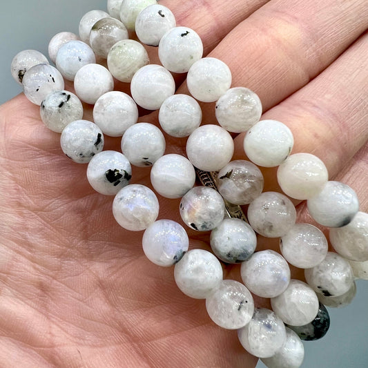 Rainbow Moonstone/Blue Flash Bracelet - Nurturing, Relaxation, Motivation, Joy, Trust