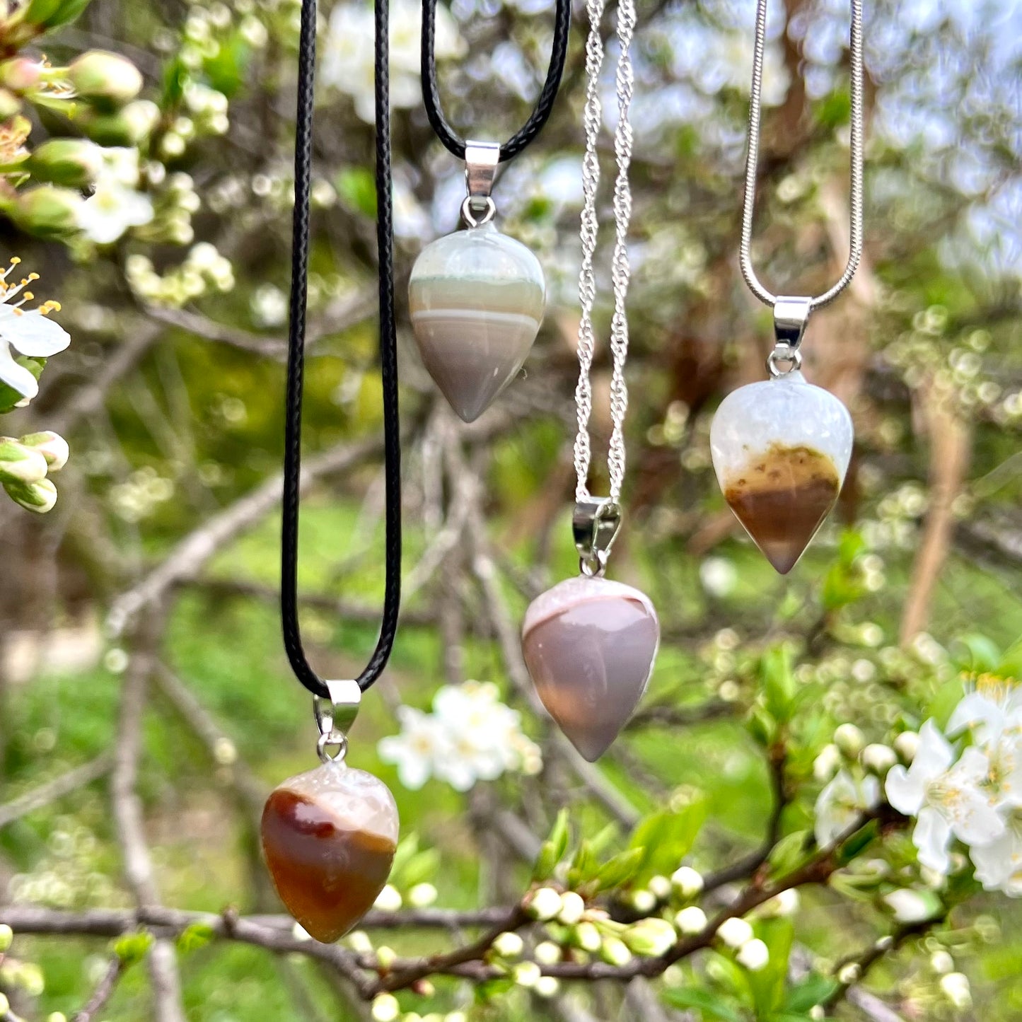 Agate & Quartz Acorn Necklace