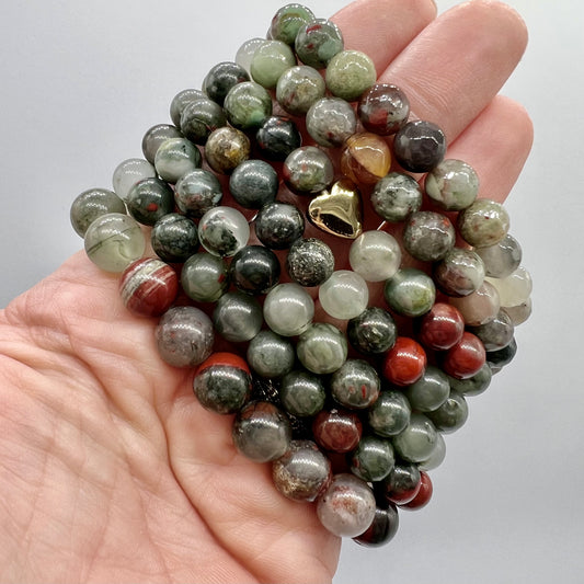 African Bloodstone Bracelet - Courage, Motivation, Good Fortune, Intuition