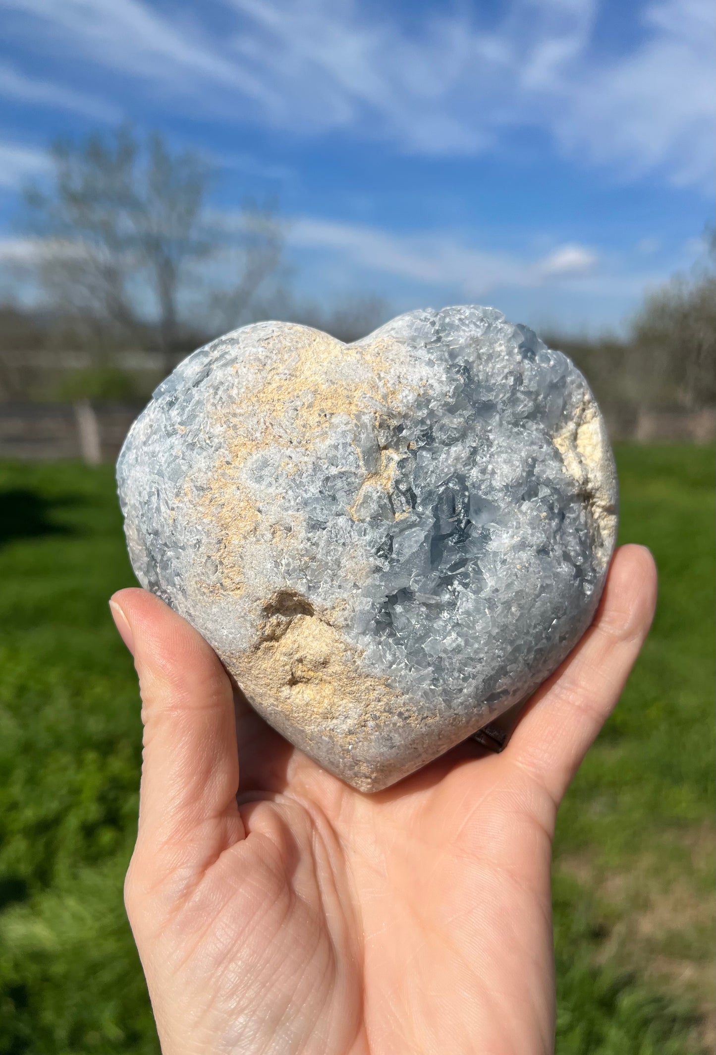 Blue Celestite Heart Cluster Large