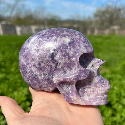 Lepidolite Skull Carving Large