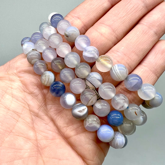 Natural Blue-Agate Bracelet - Harmony, Hope, Soothing, Protection, Joy, Communication
