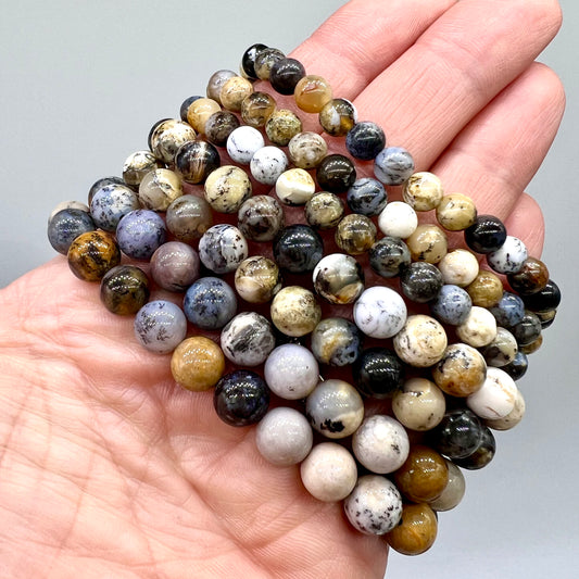 Dendrite/Black Opal Bracelet - Soothing, Stress, Protection, Inner Peace, Empathy, Anxiety
