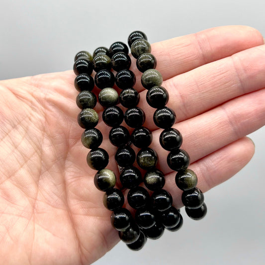Gold Obsidian Bracelet - Grounding, Protection, Transformation, Truth, Balance