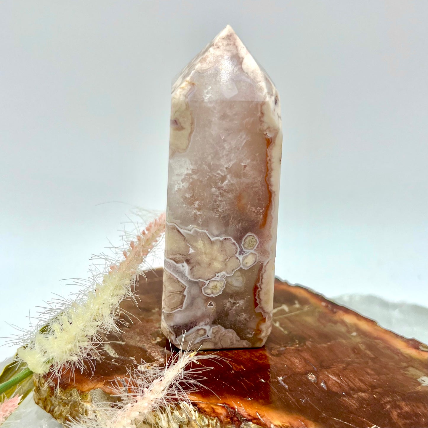 Pink Amethyst Flower Agate Tower
