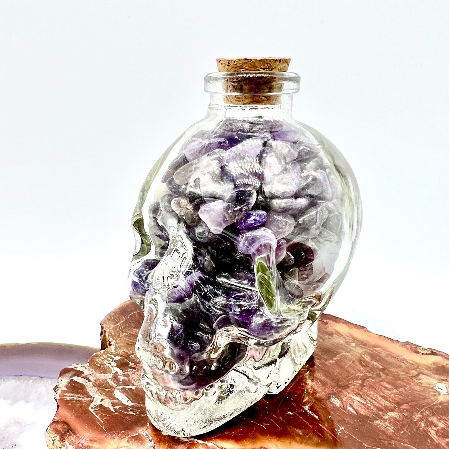 Crystal Chip Skull Wishing Bottle