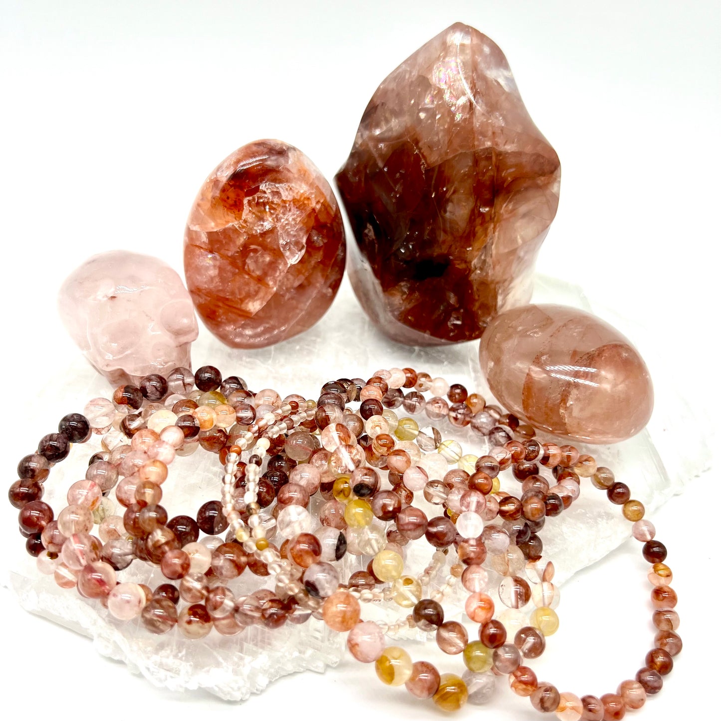 Fire Quartz/Red Hematite Bracelet - Love, Focus, Grounded, Self-Worth, Anxiety