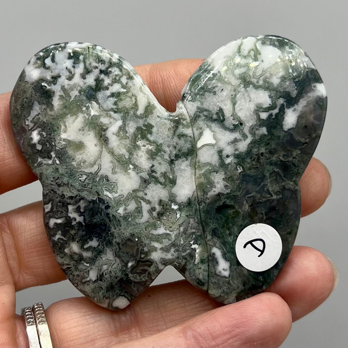 Moss Agate Butterfly Carving