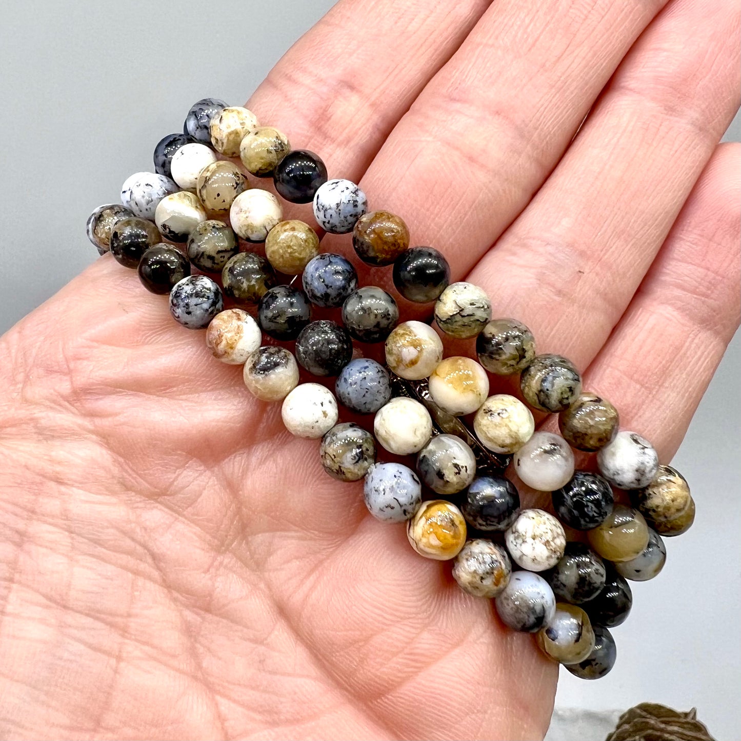 Dendrite/Black Opal Bracelet - Soothing, Stress, Protection, Inner Peace, Empathy, Anxiety