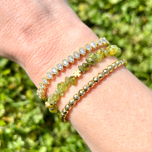 Peridot Shamrock Bracelet - Transformation, Abundance, Prosperity