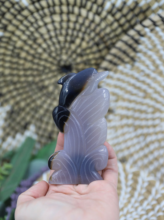 Druzy Agate Dolphin Carving