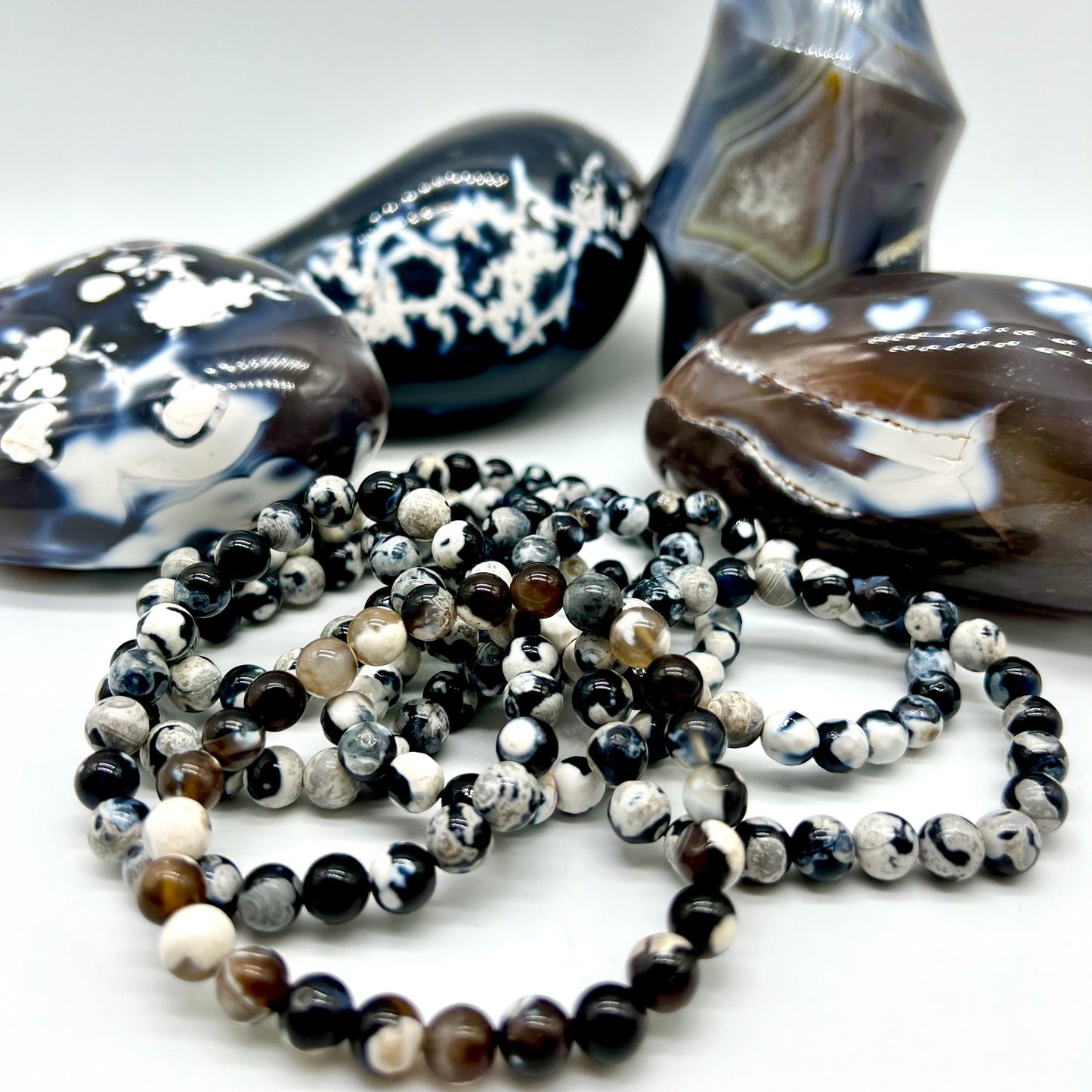 Blue Orca Agate Bracelet - Truth, Communication, Transformation, Inner Peace, Grounding