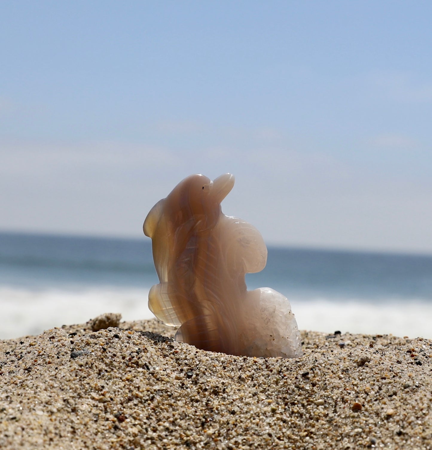 Druzy Agate Dolphin Carving