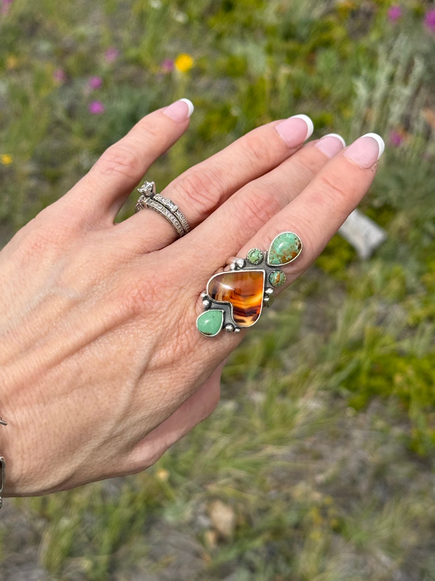 Montana Agate & Kingman Turquoise Split Shank Ring | Montana Collection
