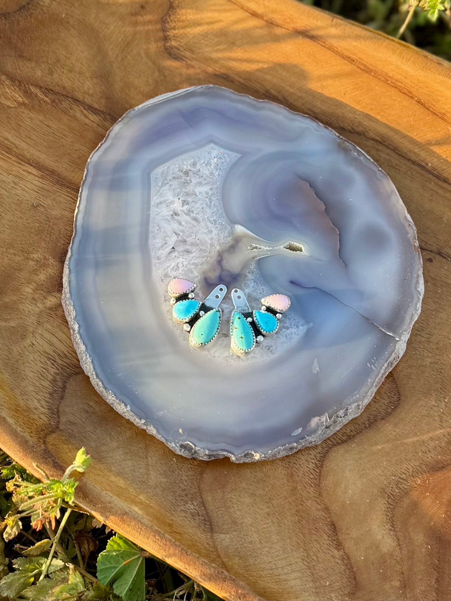 Turquoise & Pink Conch Earring Jackets – Convertible Sterling Silver