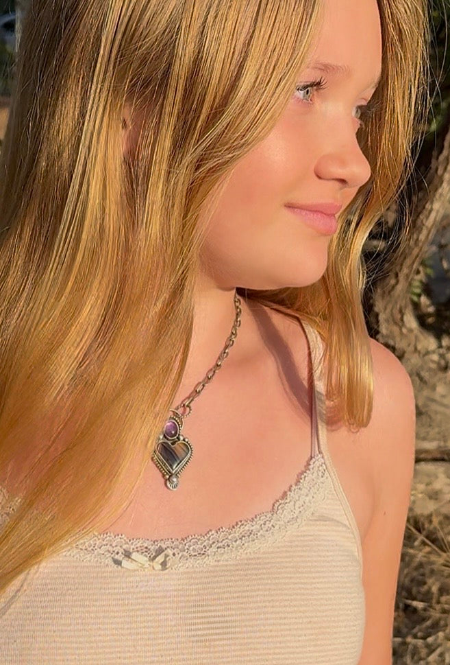 Amethyst & Montana Agate Sterling Silver Necklace | Montana Collection