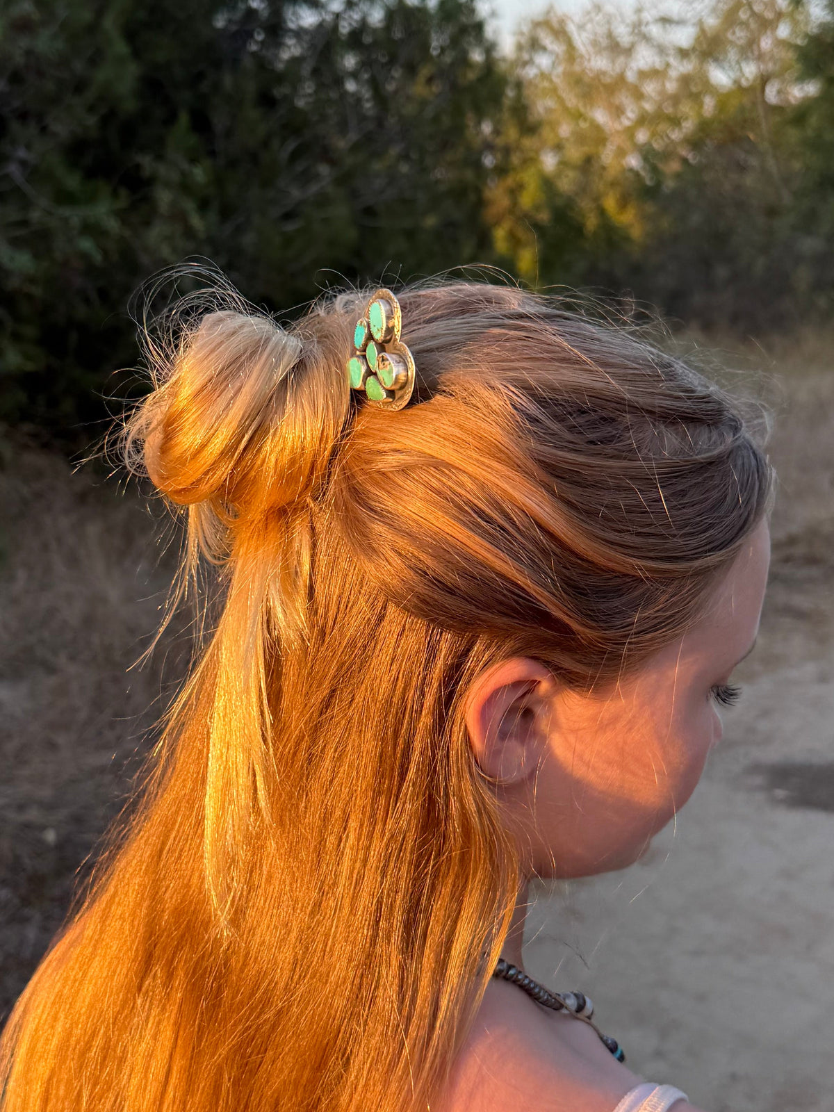 Mixed Turquoise Heart Sterling Silver Hair Pin | Ear Mountain | Montana Collection