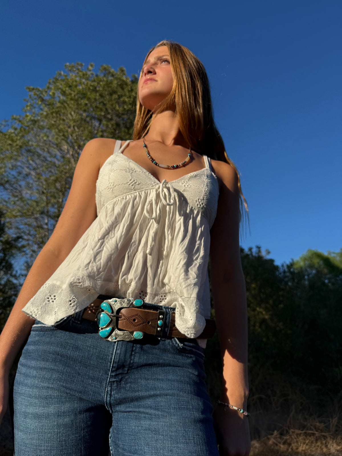 Hand Engraved Kingman Turquoise Belt Buckle & Keeper | Montana Collection