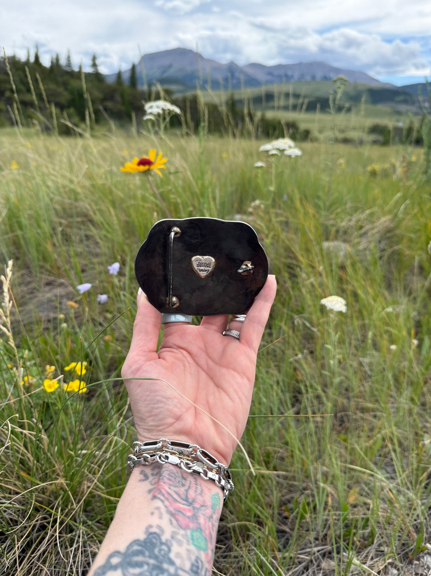 Ithaca Peak Turquoise Hand Engraved Elk Belt Buckle | Montana Collection