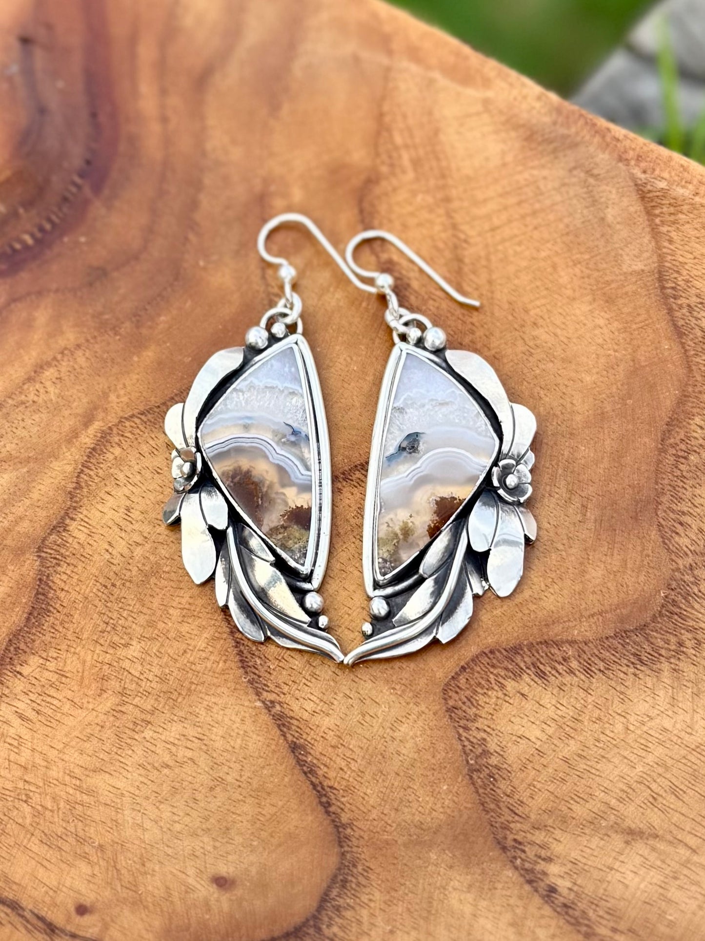 Custom Statement Earrings – Java River Jasper & Sukabumi Moss Agate | Sterling Silver - Merritt
