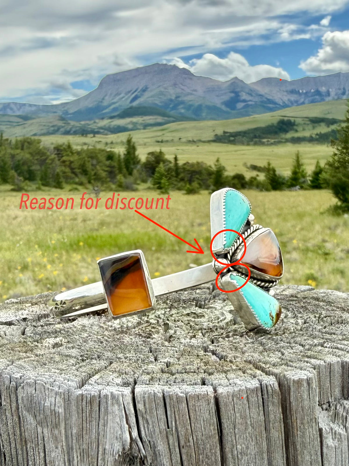 Montana Agate & Royston Turquoise Pinch Petal Sterling Silver Cuff | Montana Collection