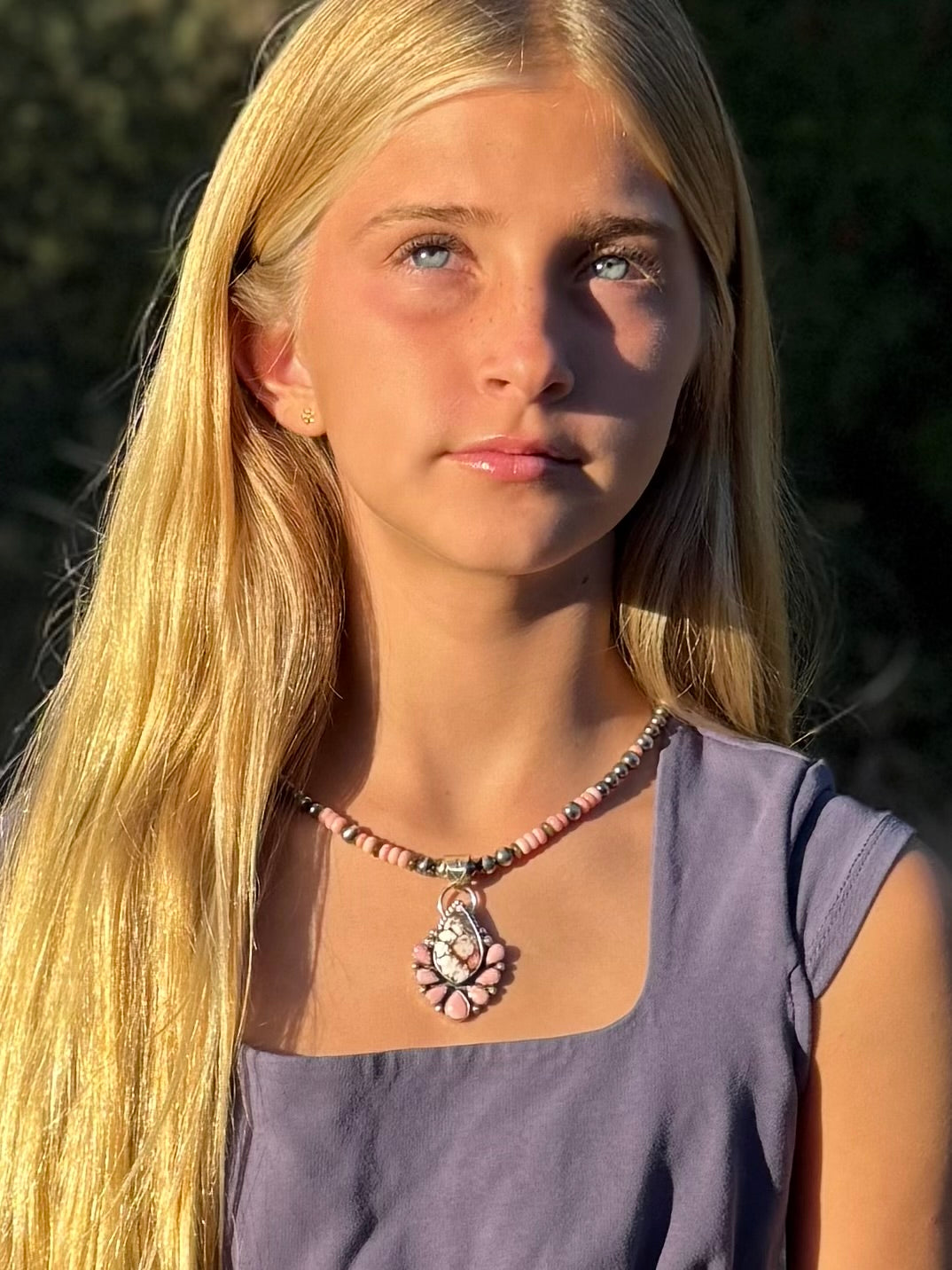 Pink Conch, Montana Agate & Sterling Silver Pearl Necklace | Montana Collection