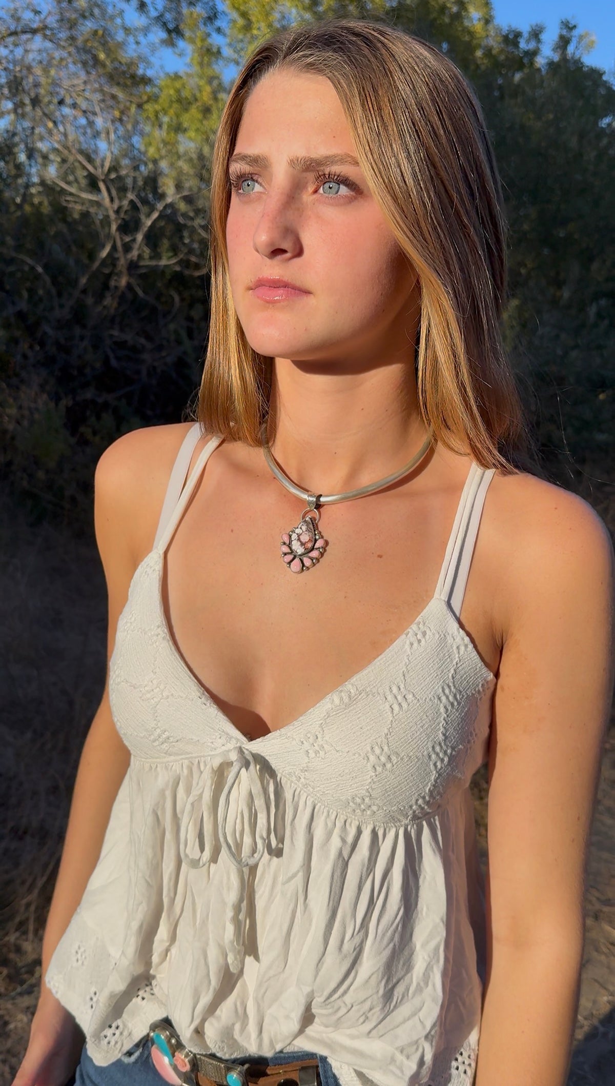 Wild Horse & Pink Conch Sterling Silver Pendant | Montana Collection