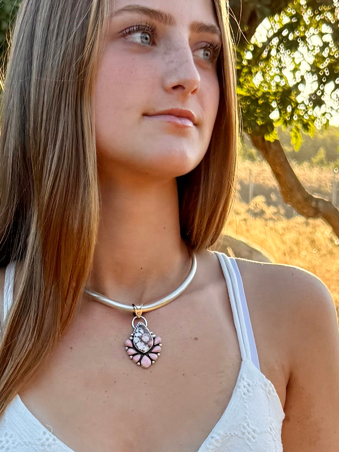 Wild Horse & Pink Conch Sterling Silver Pendant | Montana Collection