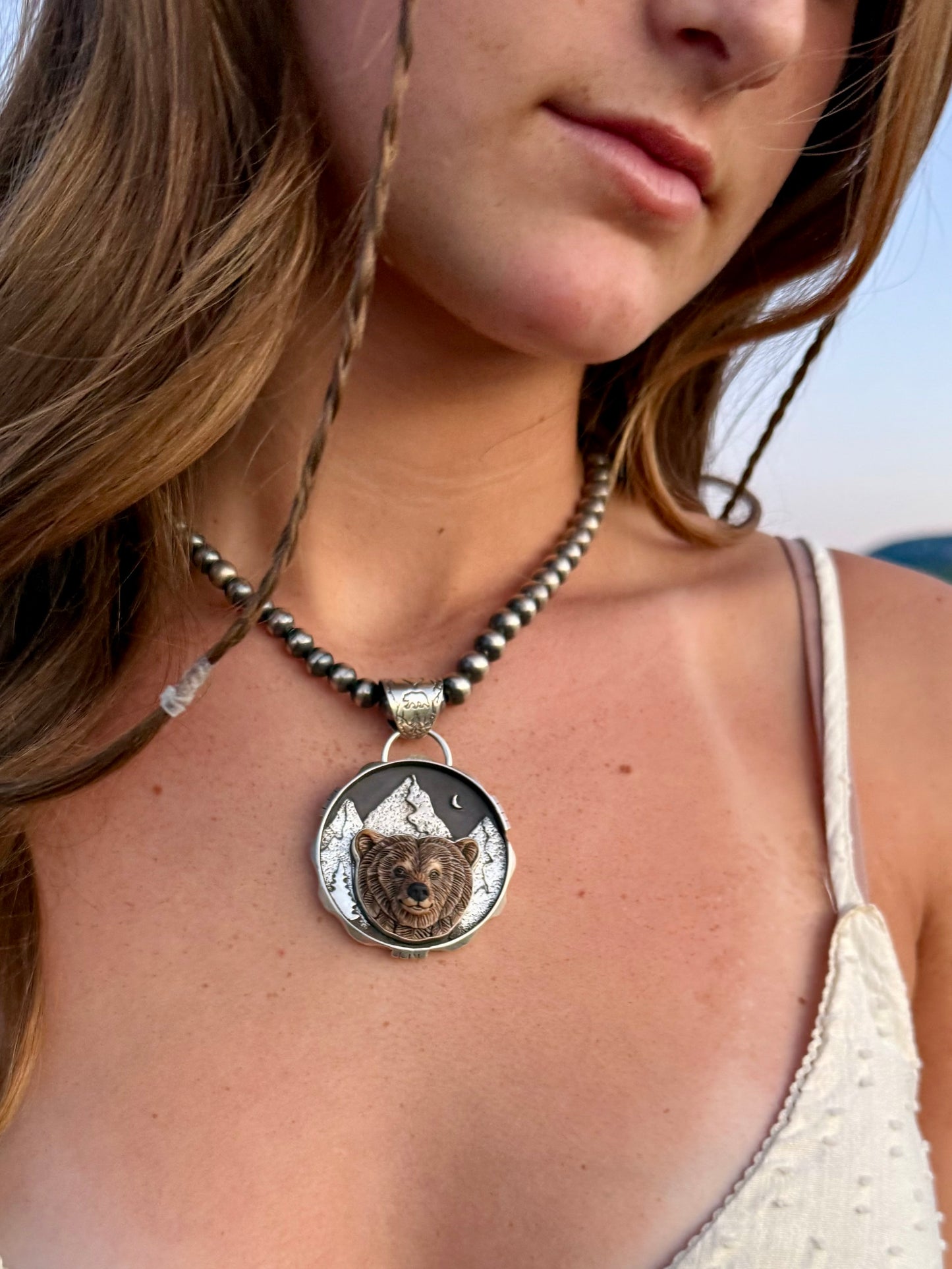 Porcelain Grizzly Bear Pendant | Montana Collection