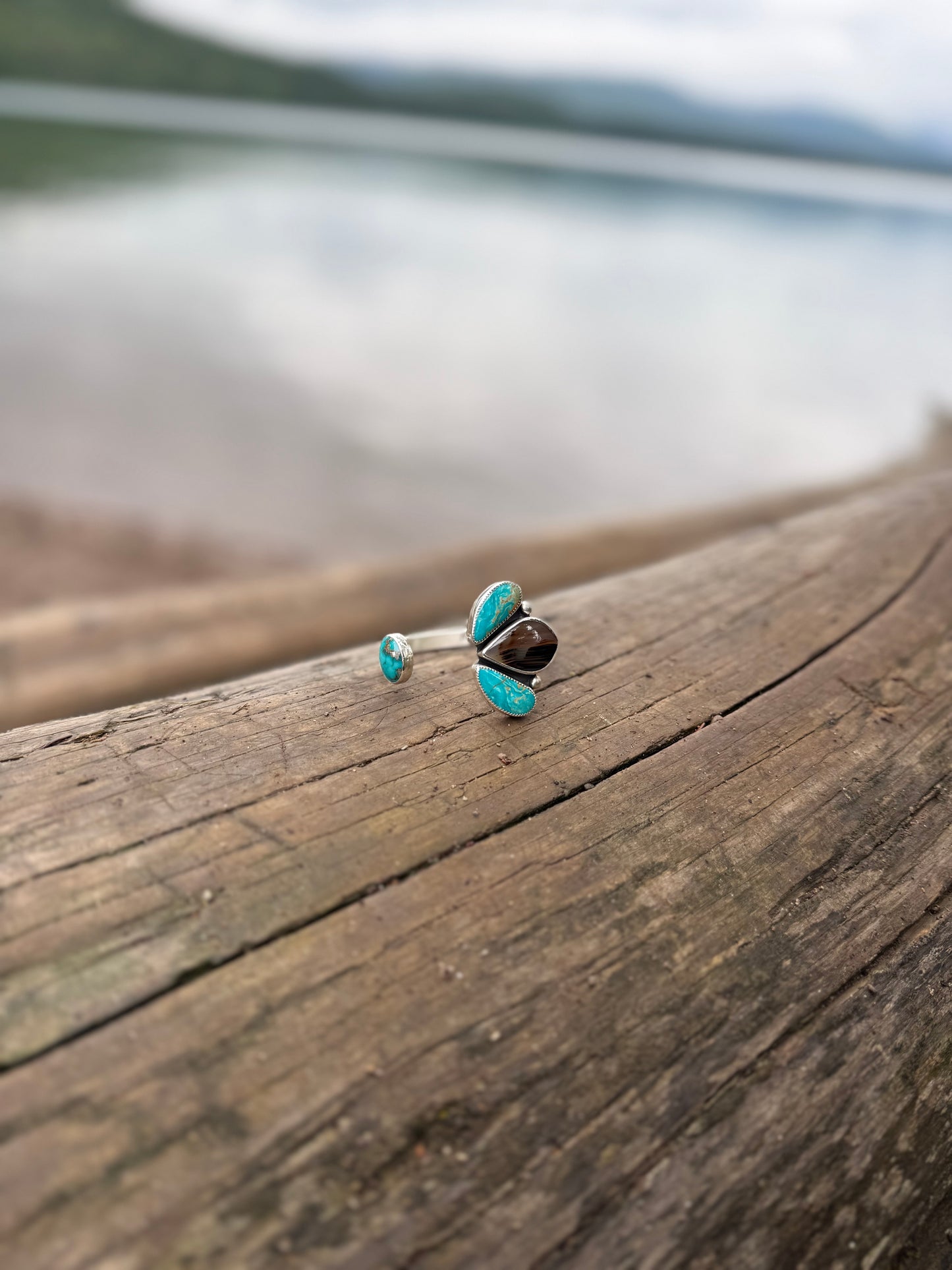 Montana Agate & Royston Turquoise Pinch Petal Cuff Bracelet | Montana Collection