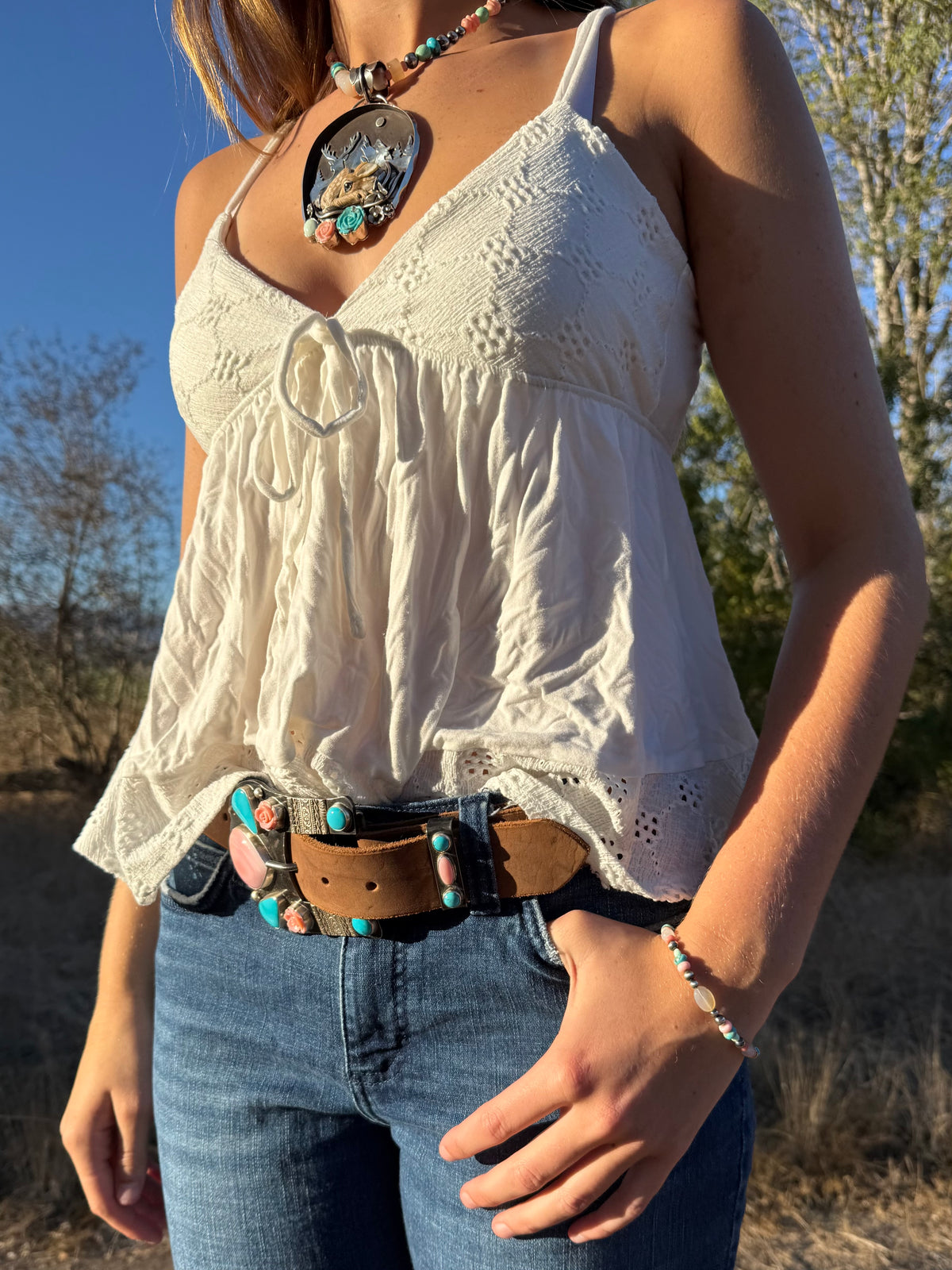 Kingman Turquoise, Royston & Pink Conch Belt Buckle with Keeper | Montana Collection