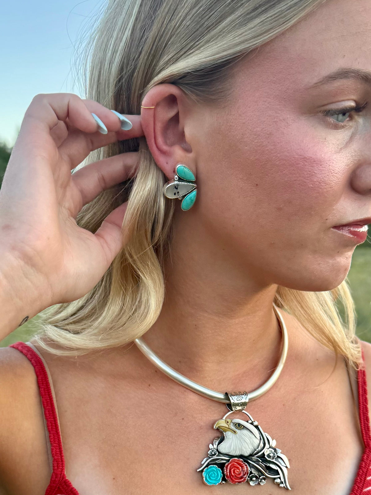 Montana Agate & Kingman Turquoise Sterling Silver Earrings | Montana Collection