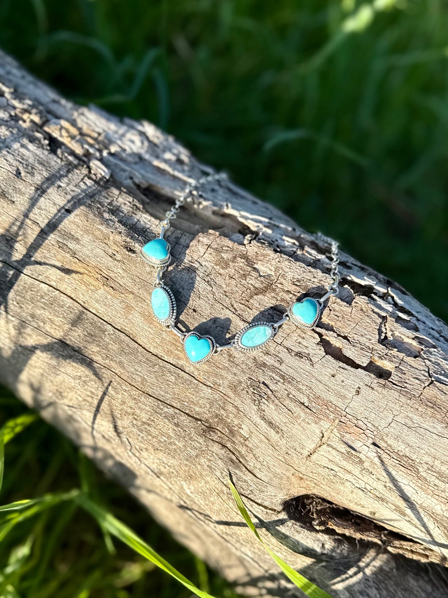 Close-up of Kingman turquoise showing bright blue color and natural matrix